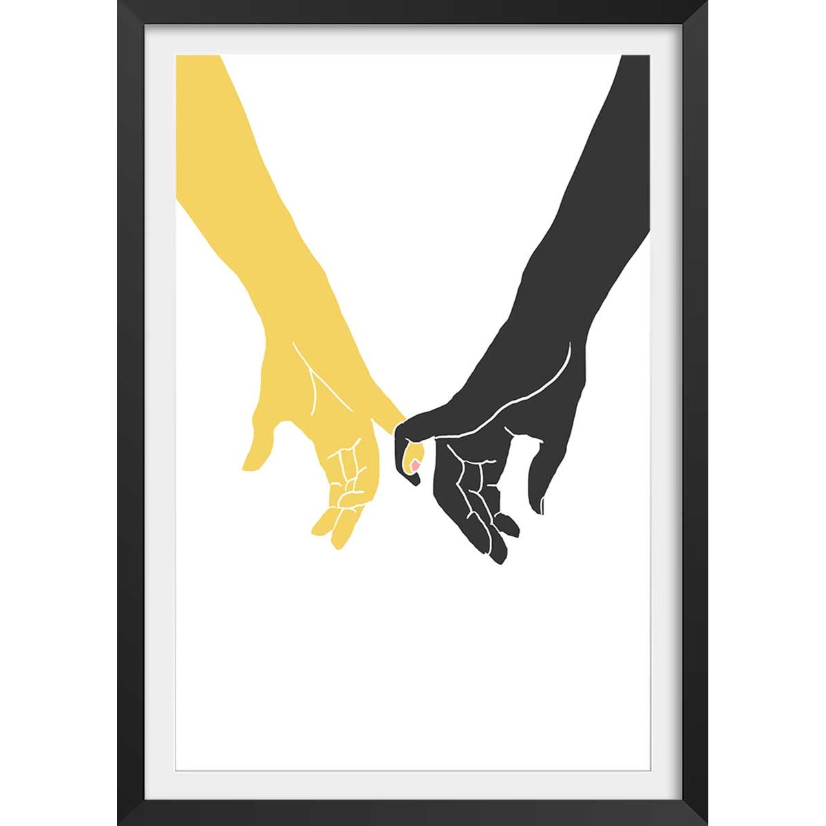 Affiche Yellow swear affiche + cadre en bois - noir, HEXOA