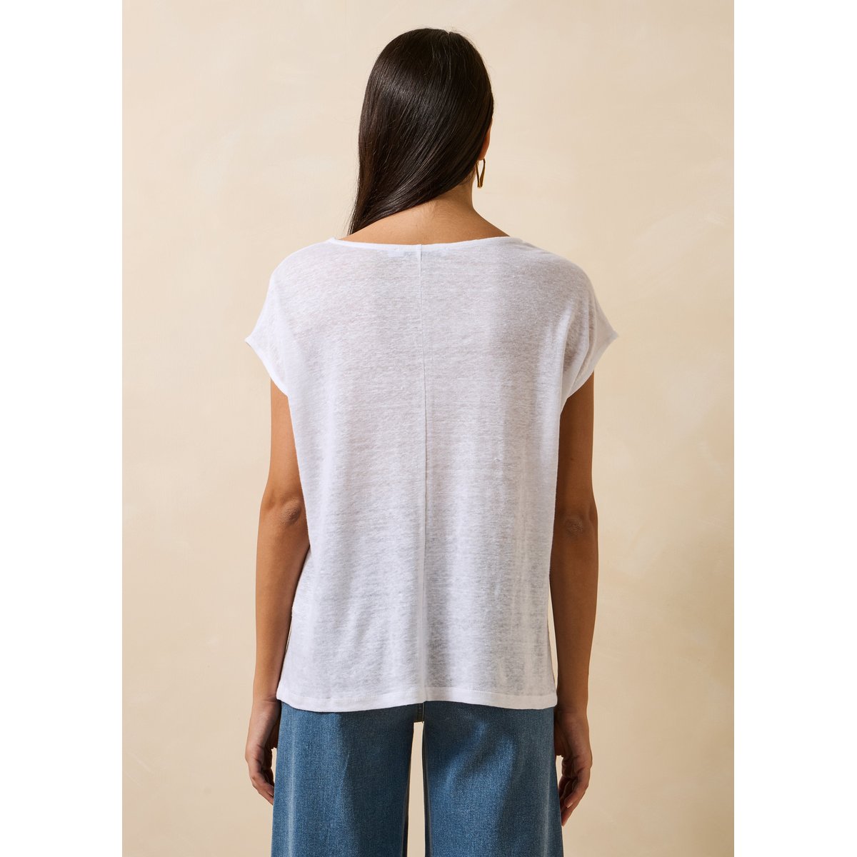 T-shirt en lin manches courtes blanc, LA FEE MARABOUTEE