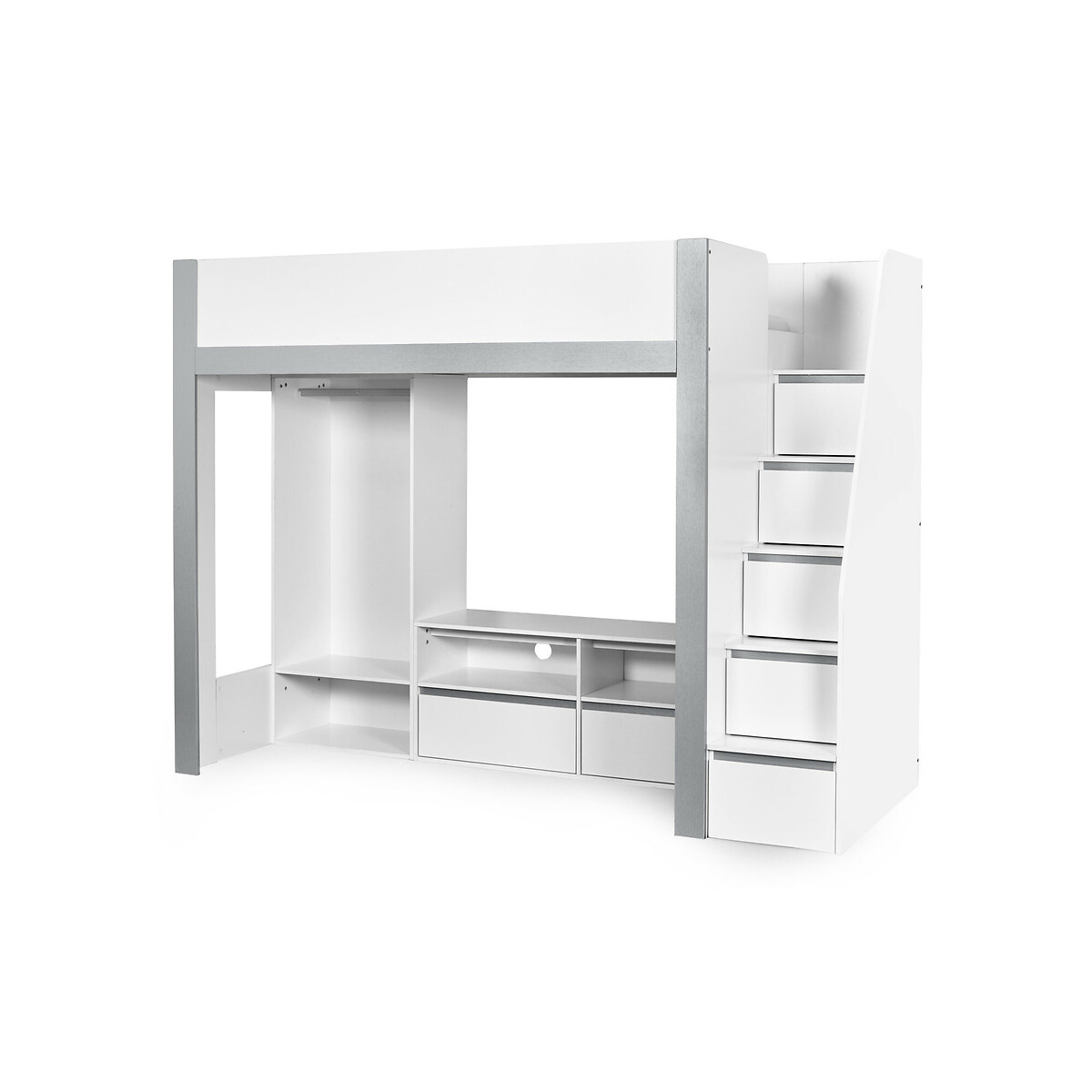 Raya Wood Highsleeper TV Bed white/silver-coloured, SO'HOME