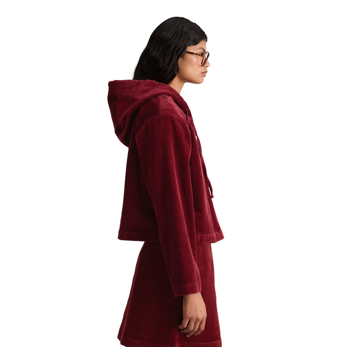Blouse en velours à capuche, coupe décontractée en coton stretch rouge, MARC O’POLO DENIM