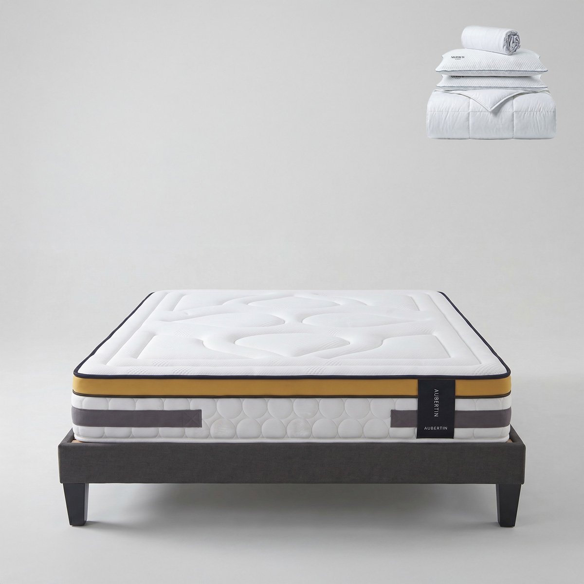 Prêt-à-dormir AUBERTIN avec Sommier AURORE et Accessoires blanc, MAISON AUBERTIN