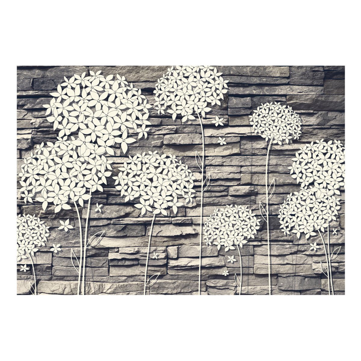 Papier peint intissé panoramique Stones Flowers multicouleur, EDEN