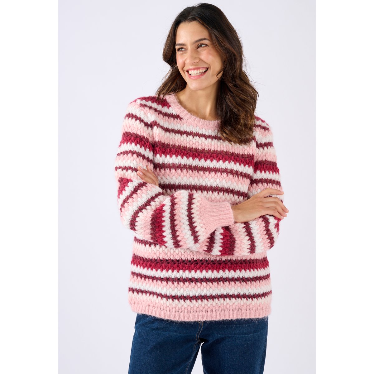 Pull manches ballon rayé rouge bordeaux rayé, DAMART