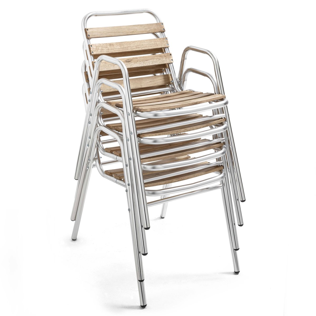 Table de terrasse rabattable et 4 chaises en aluminium et bois, TIMES SQUARE marron, OVIALA