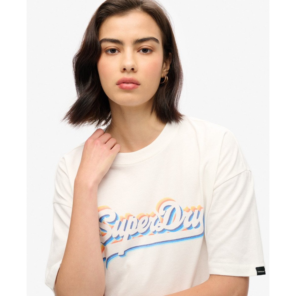 T-shirt Vintage Logo Rainbow blanc cassé, SUPERDRY