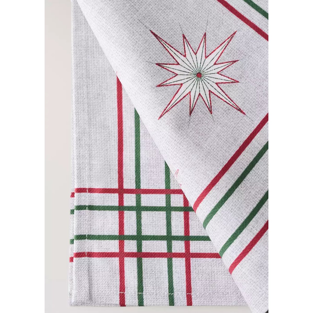 Serviettes de table en coton imprimé étoiles gris, MANGO HOME