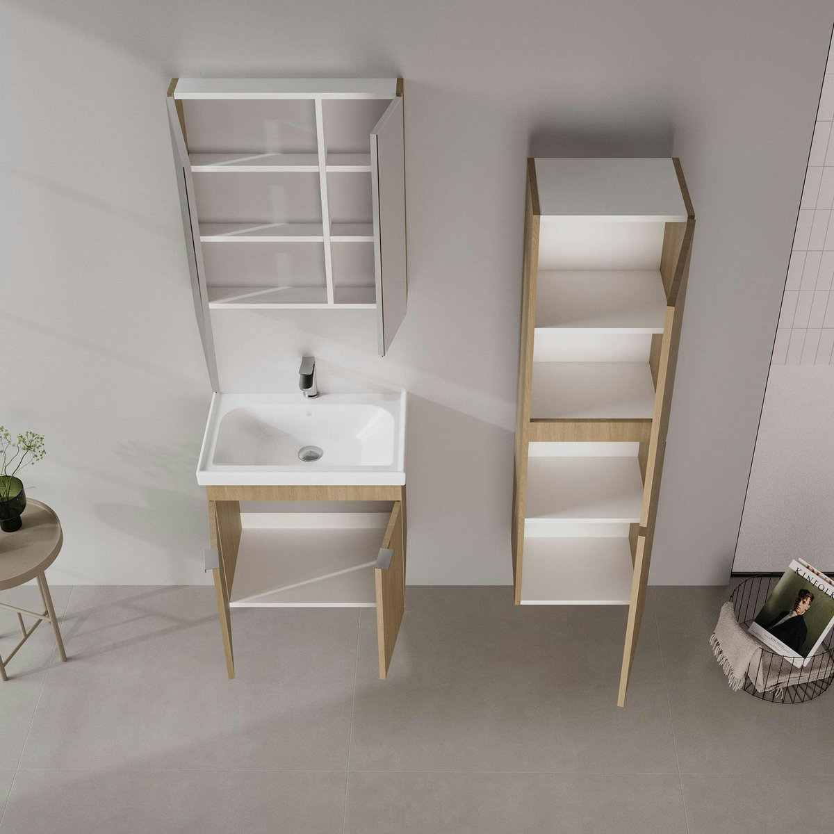 Meuble vasque suspendu 60 cm NEA chêne, PIER IMPORT