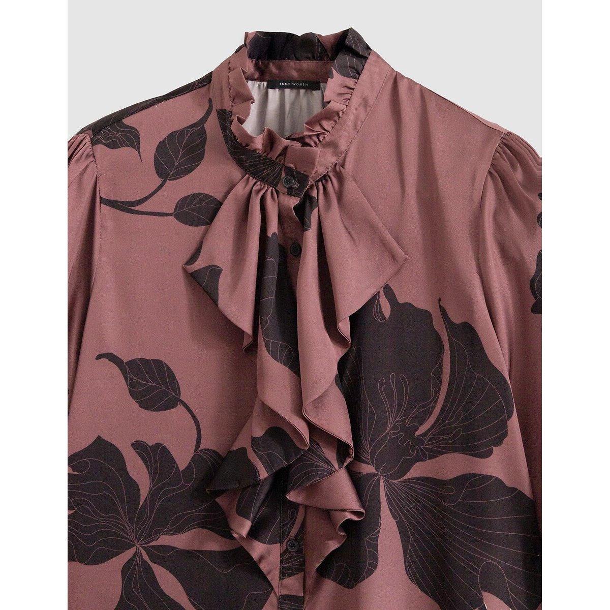 Blouse à manches longues imprimé floral caramel, IKKS