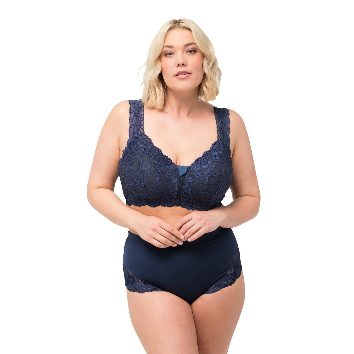 Bralette sans armatures. Fermeture zippée bleu nuit, ULLA POPKEN