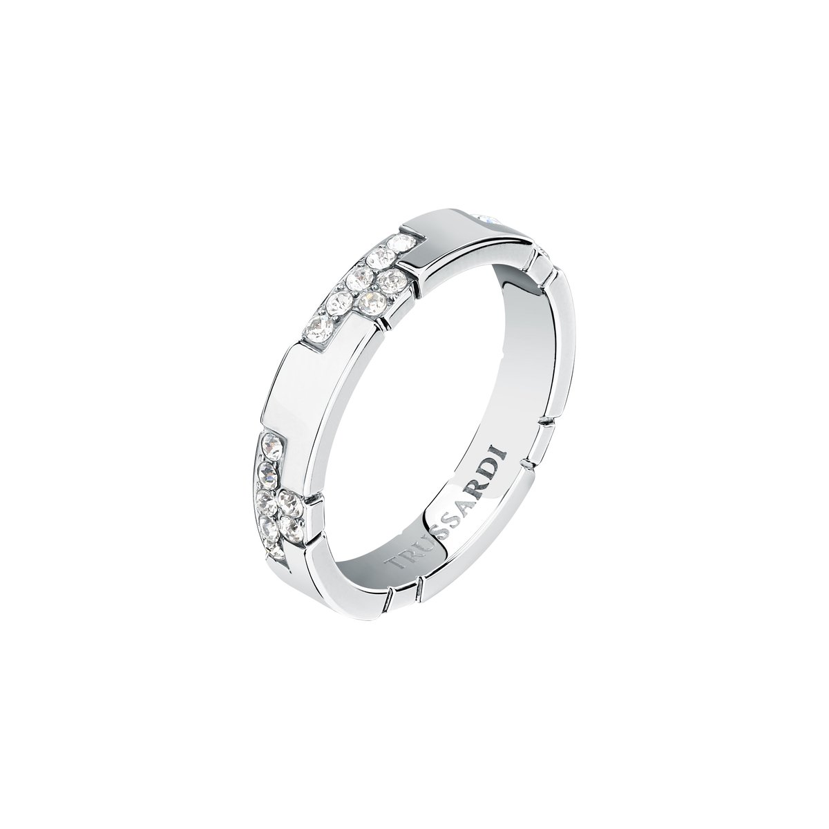 Bague T-LOGO acier inoxydable, TRUSSARDI