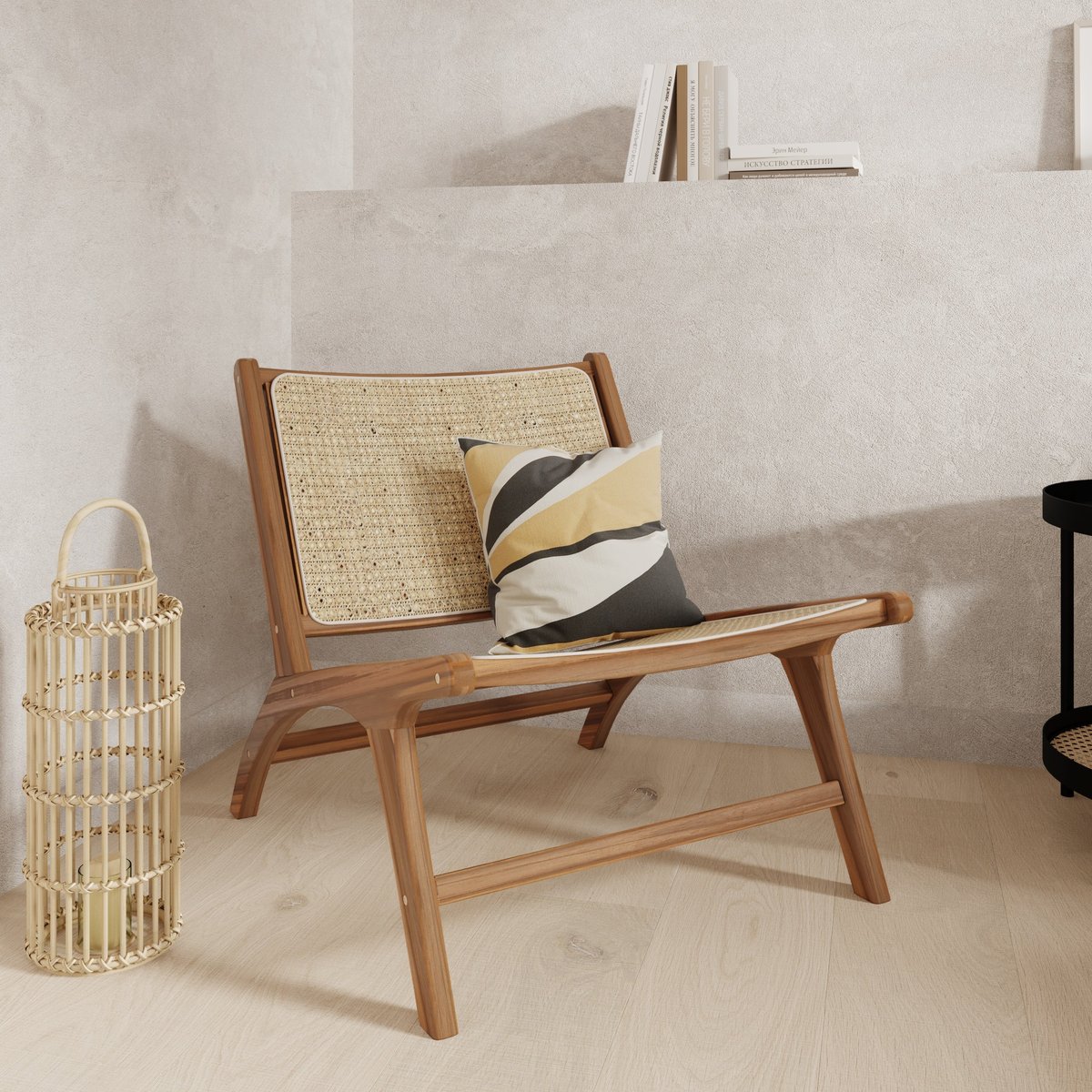 Fauteuil en teck et tressage cannage en rotin - KILKA naturel, MAISON PAVANE