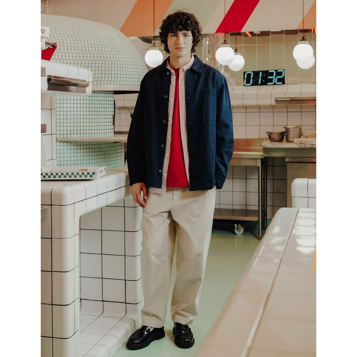 Pantalon en twill ample blanc cassé, BZB