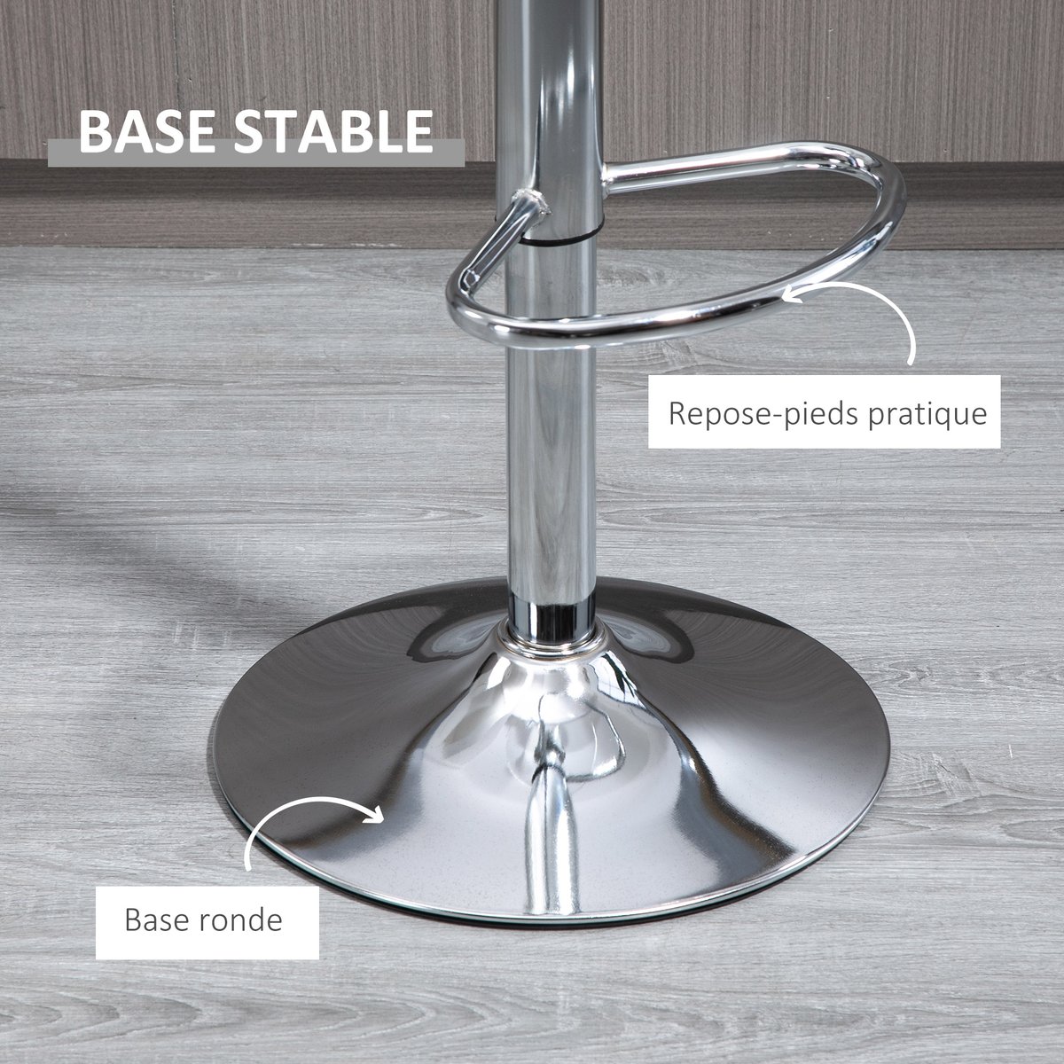 Tabouret de bar Acier Transparent transparent, argenté, HOMCOM