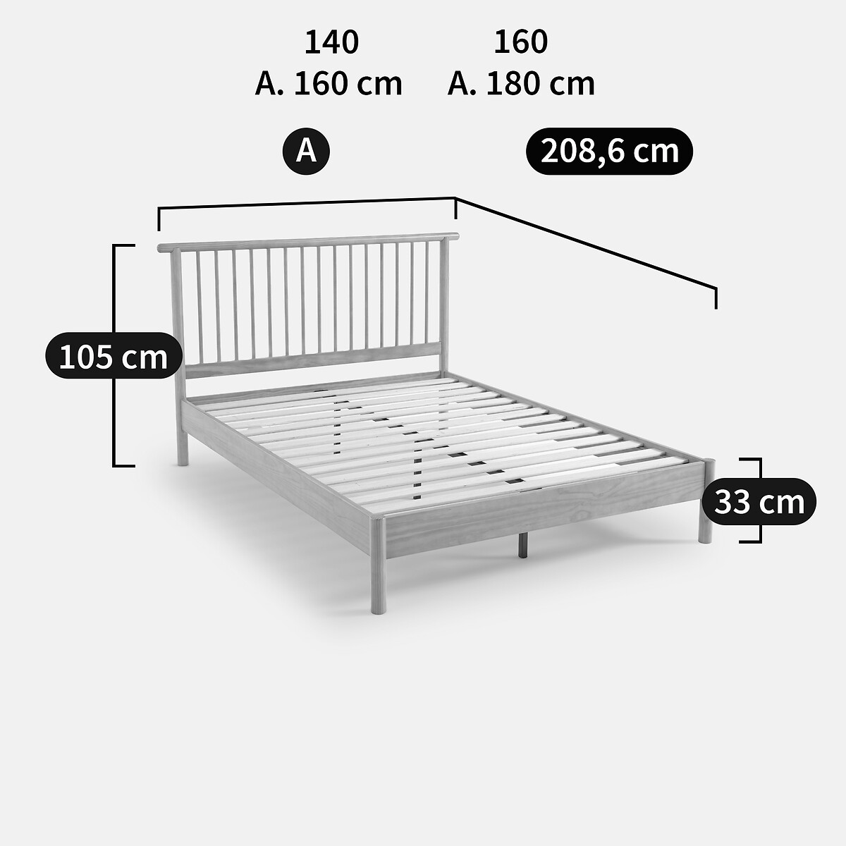 Cama de pino macizo con somier, Mora natural, LA REDOUTE INTERIEURS