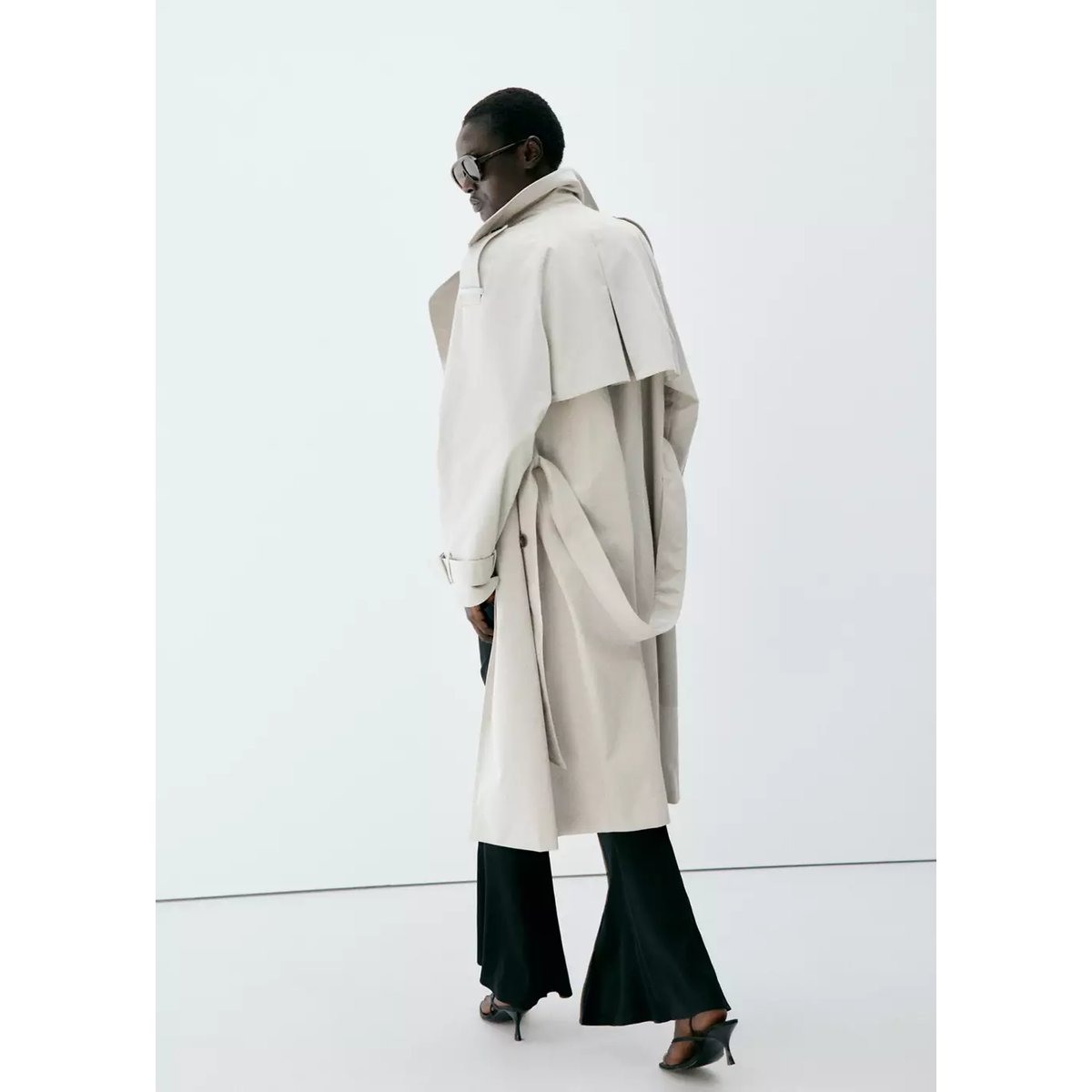 Trench long double boutonnage gris clair/pastel, MANGO