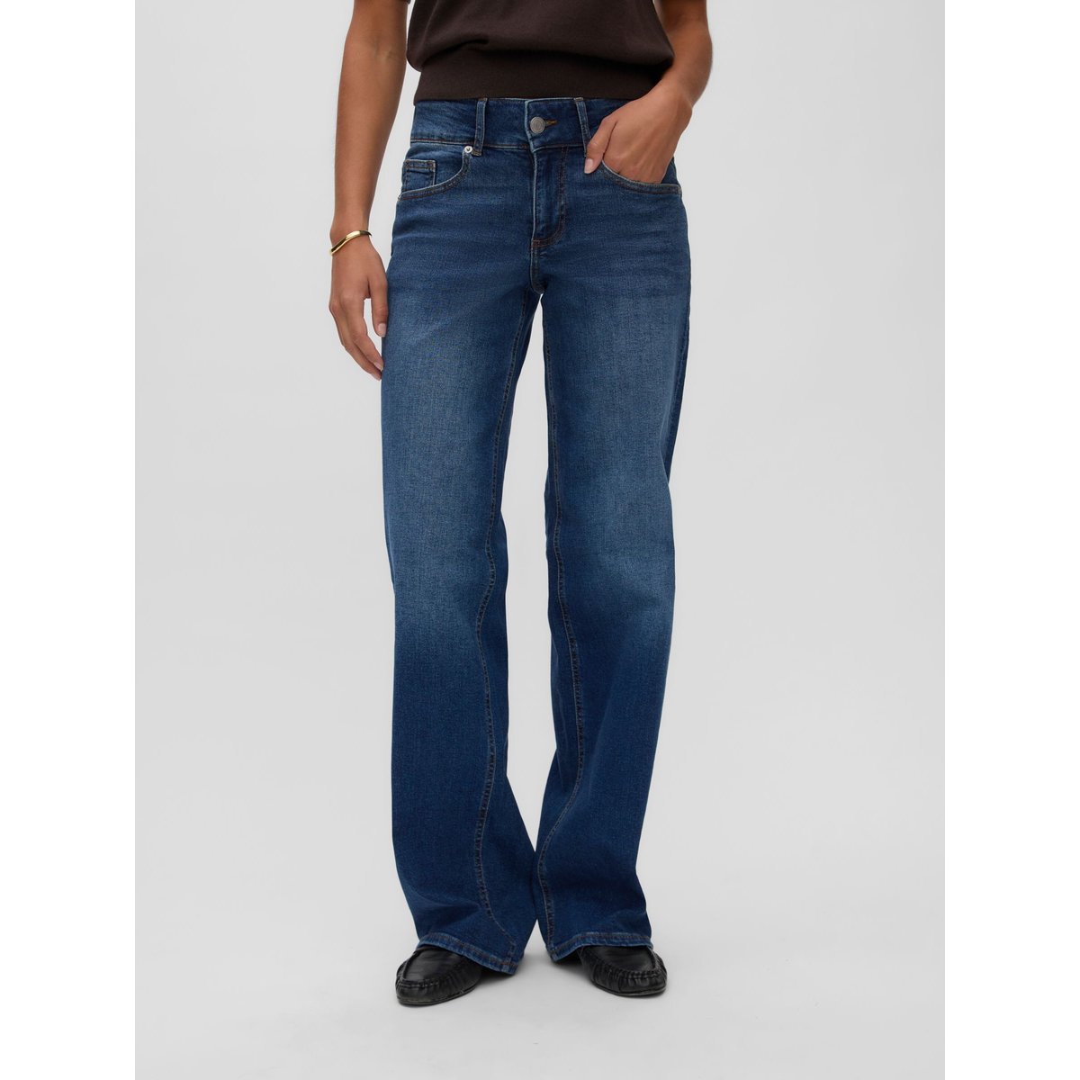 Jean À Coupe Large dark blue denim, VERO MODA