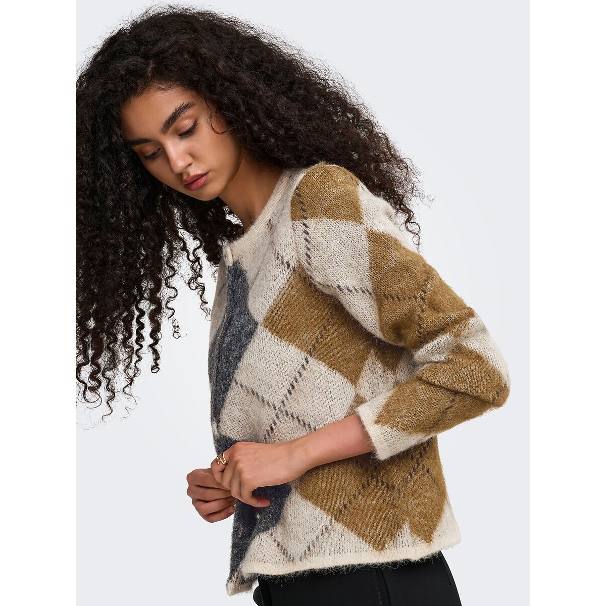 Cárdigan de manga larga con estampado jacquard estampado beige, ONLY