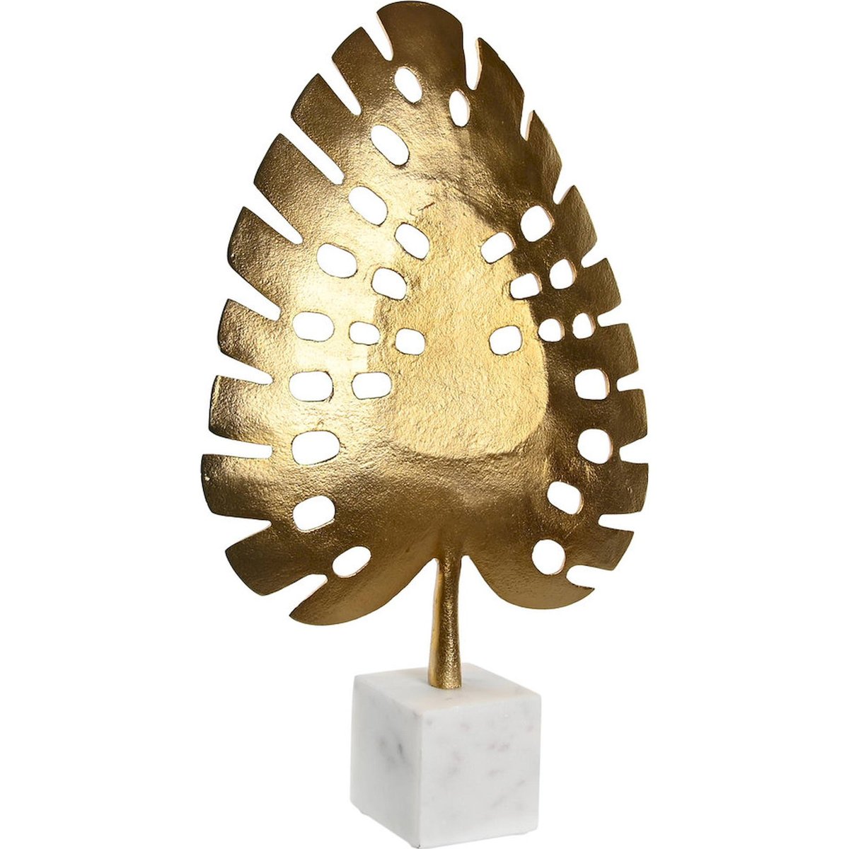 Feuille décorative en aluminium, TROPICAL doré sur socle marbre blanc, RECOLLECTION