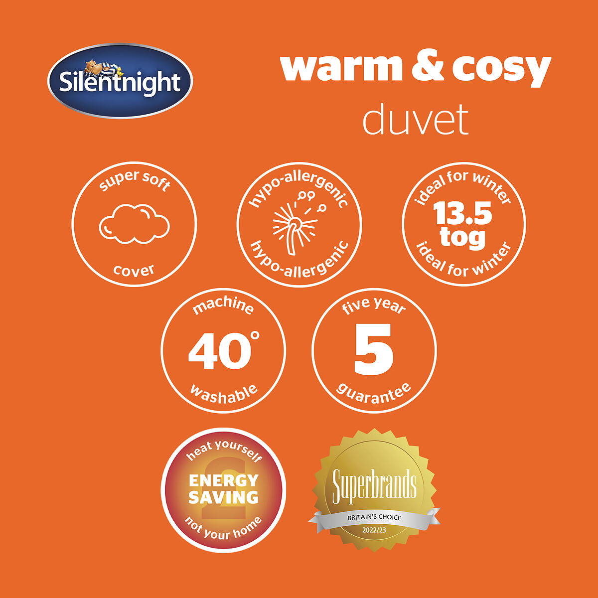 Warm and Cosy 13.5 Tog Duvet white, SILENTNIGHT