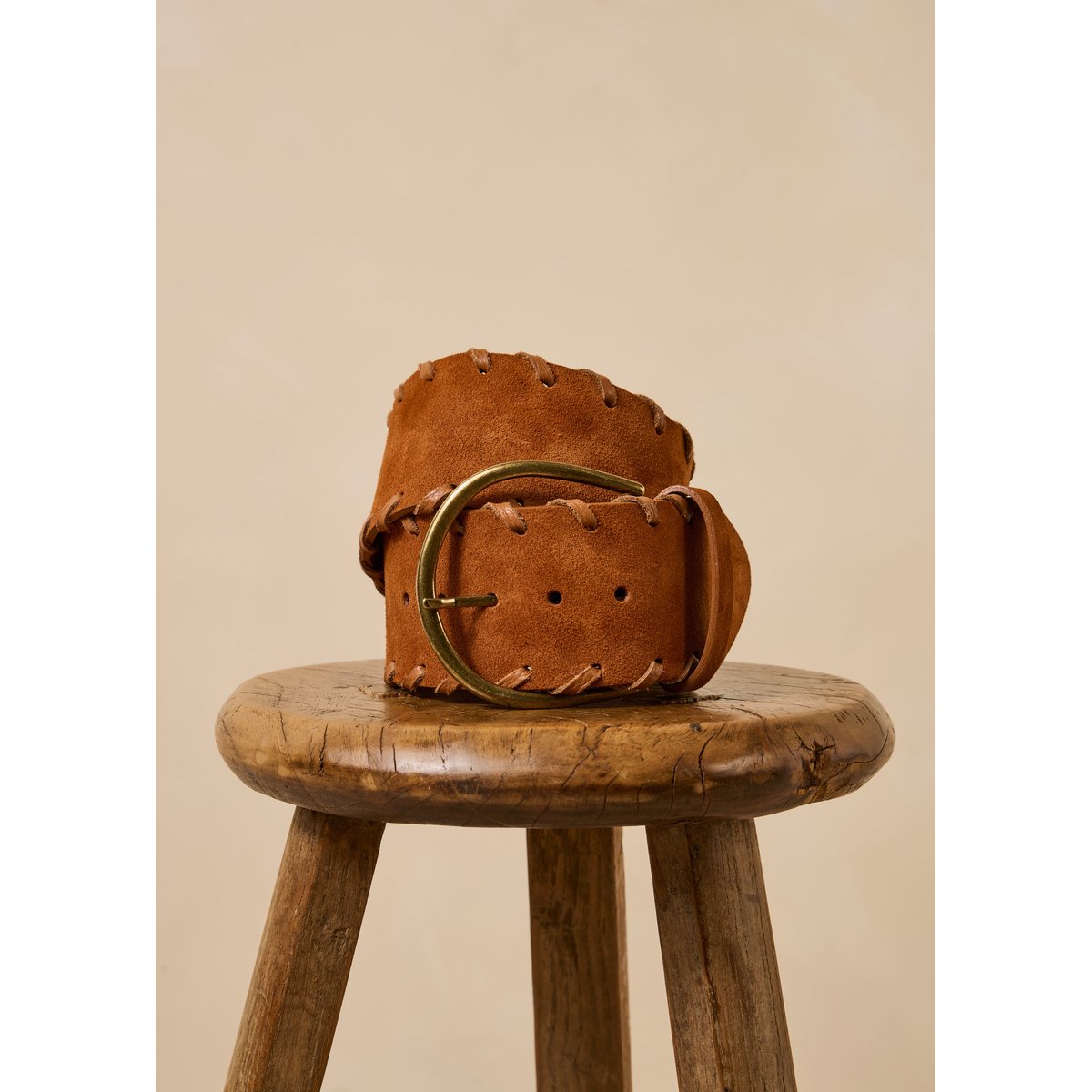 Ceinture large en cuir cognac, LA FEE MARABOUTEE