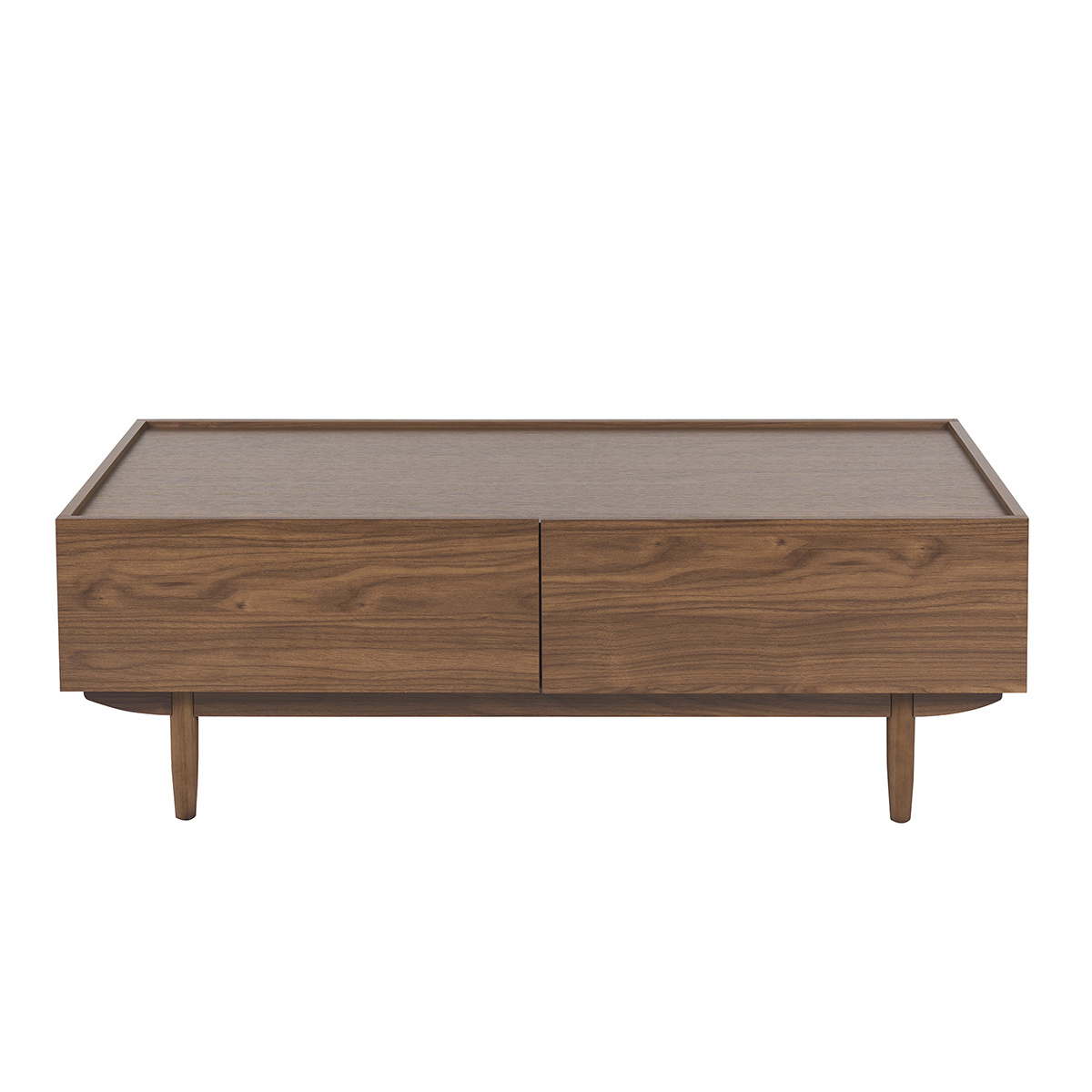 Table basse rectangulaire avec rangements 2 tiroirs finition bois foncé noyer L120 cm SANAA noyer, MILIBOO