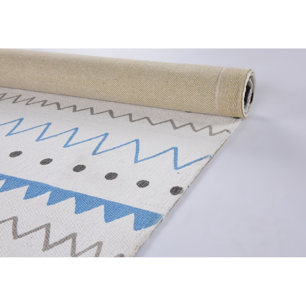 Tapis Salon TUXEDO - tapis fait main - coton turquoise multi, THEKO