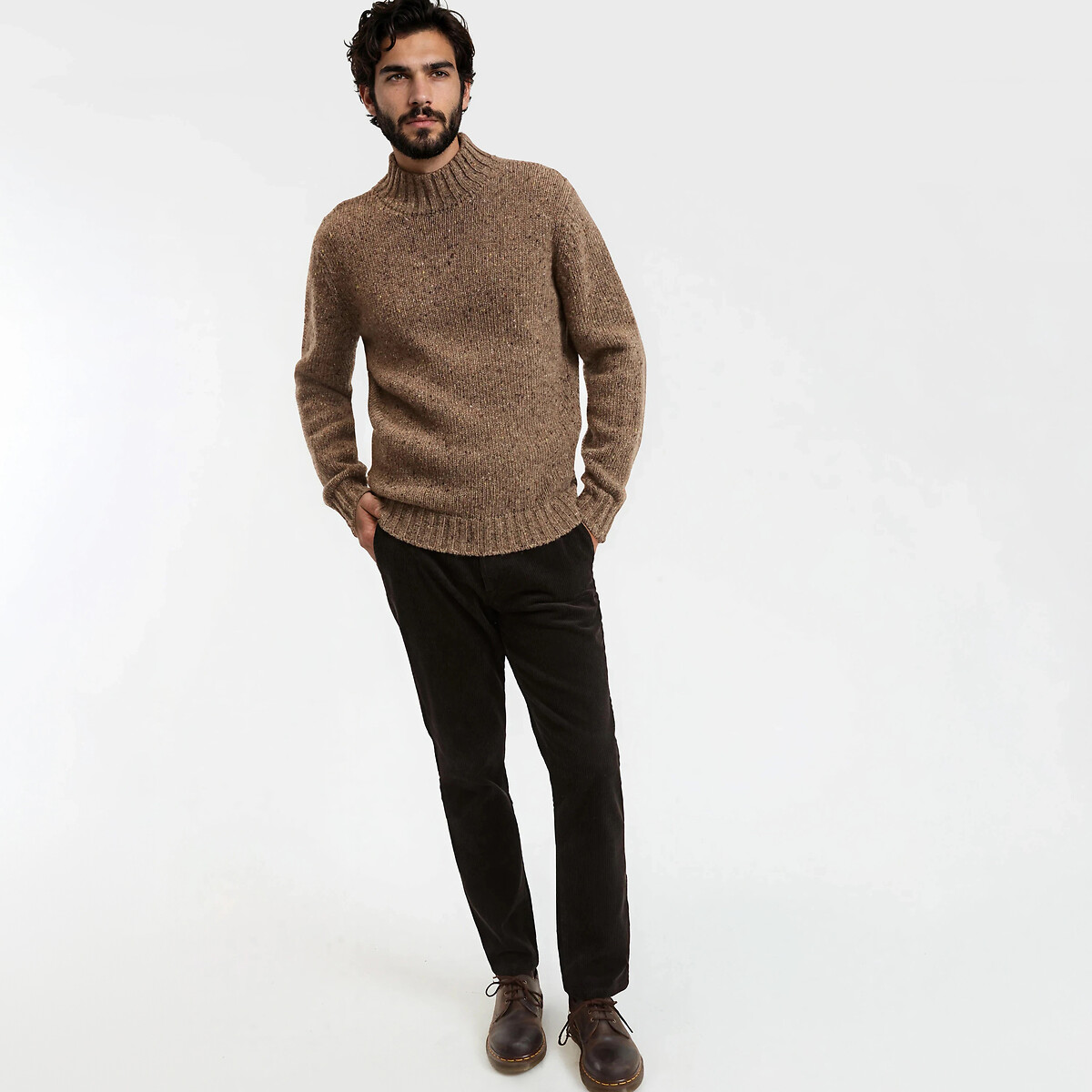 Chunky Knit High Neck Jumper brown, LA REDOUTE COLLECTIONS