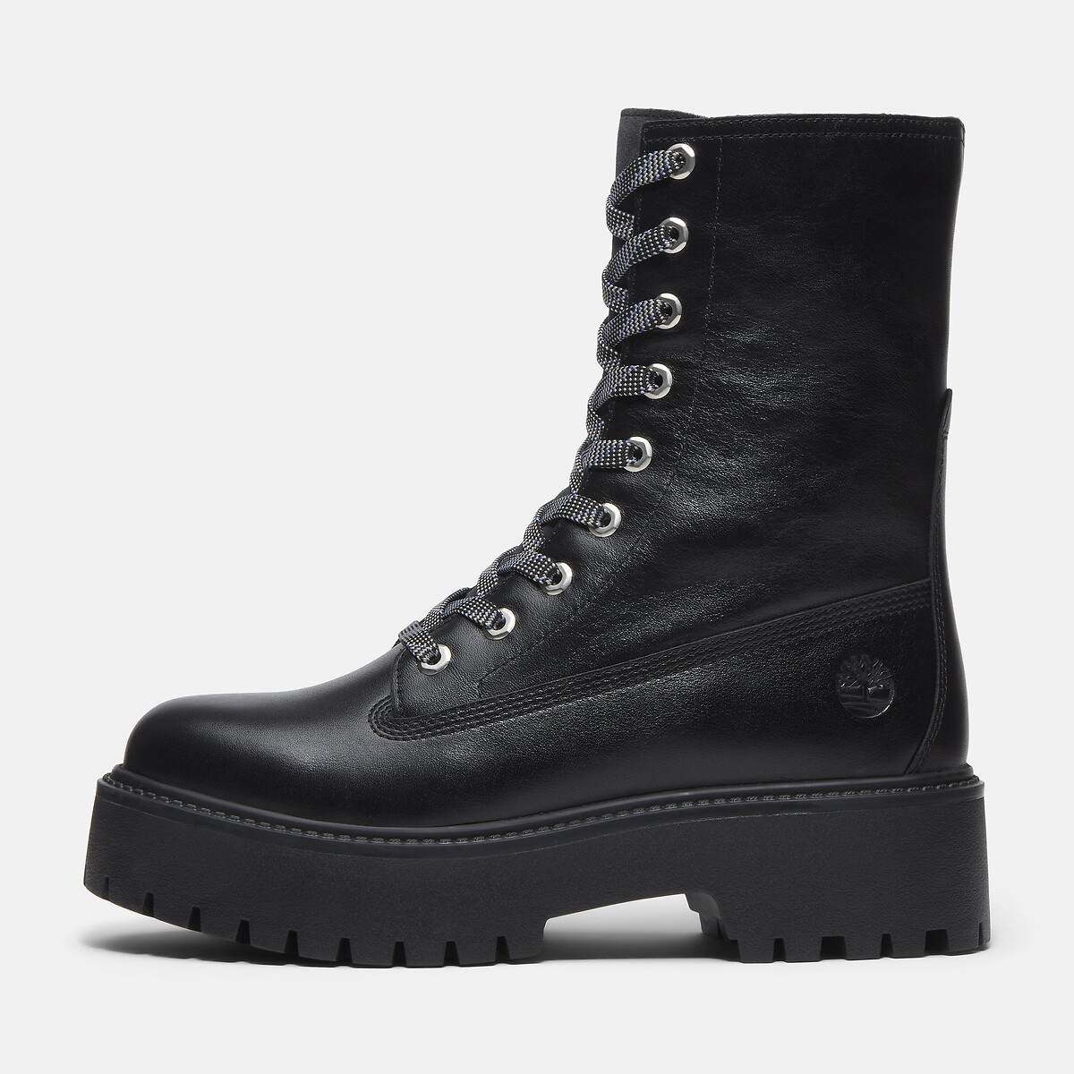 Schnürstiefeletten mit Keilabsatz aus Leder Stone Street Mid Lace schwarz, TIMBERLAND