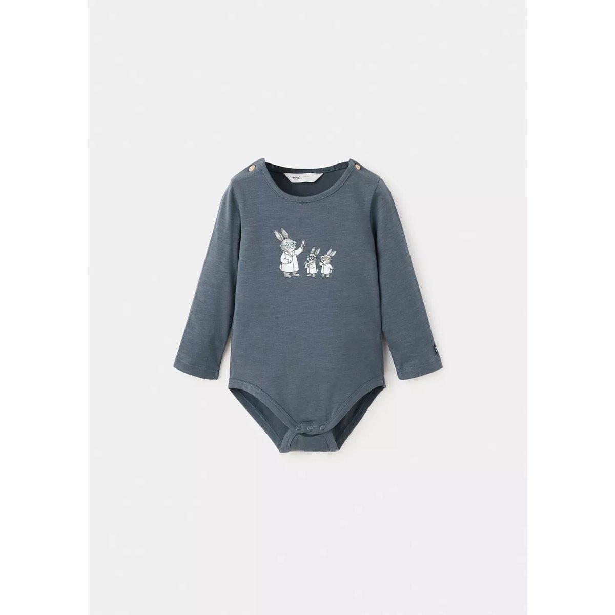 Body en coton avec détail imprimé bleu indigo, MANGO BABY