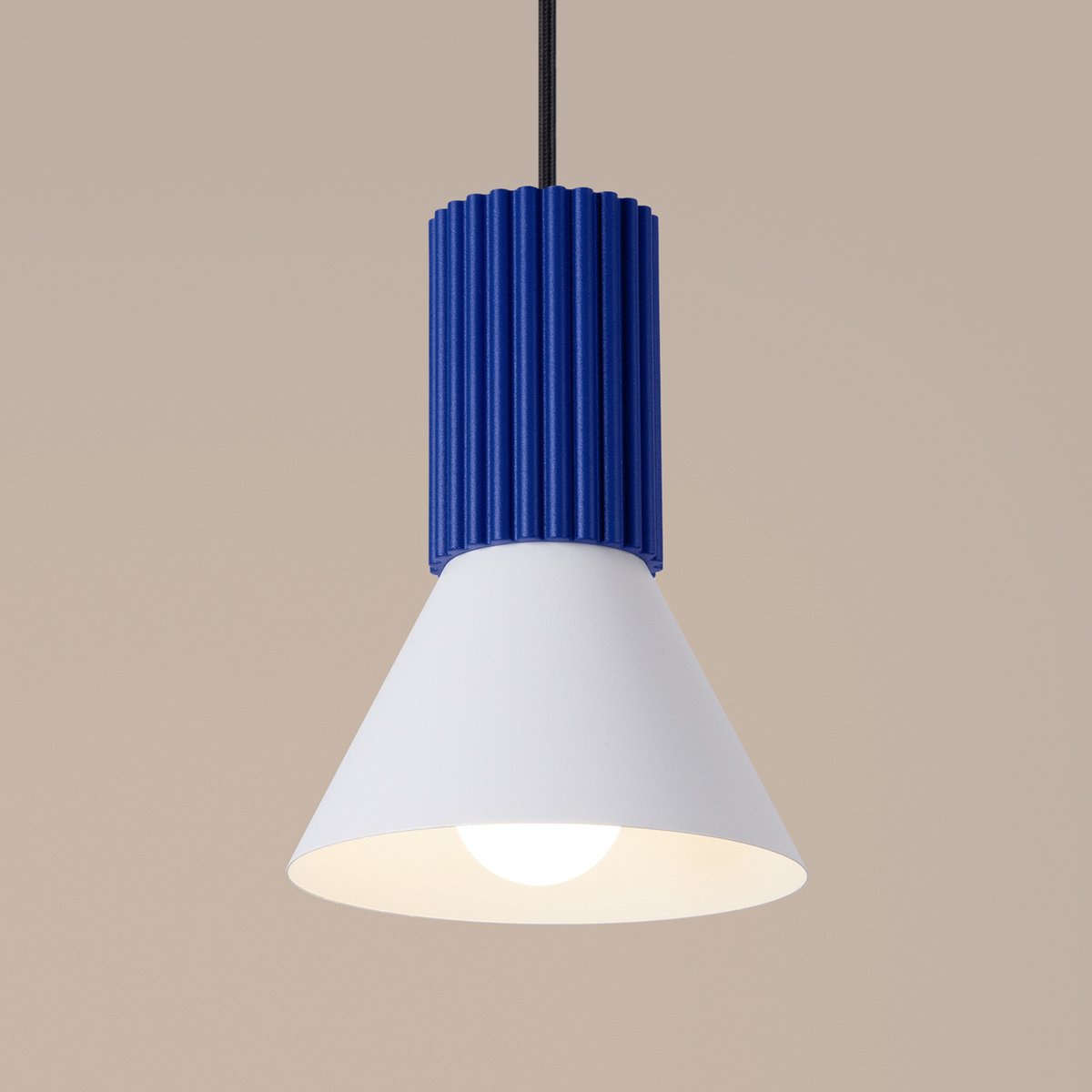 Suspension Acier Blanc E14 1 Estria blanc, EDEN