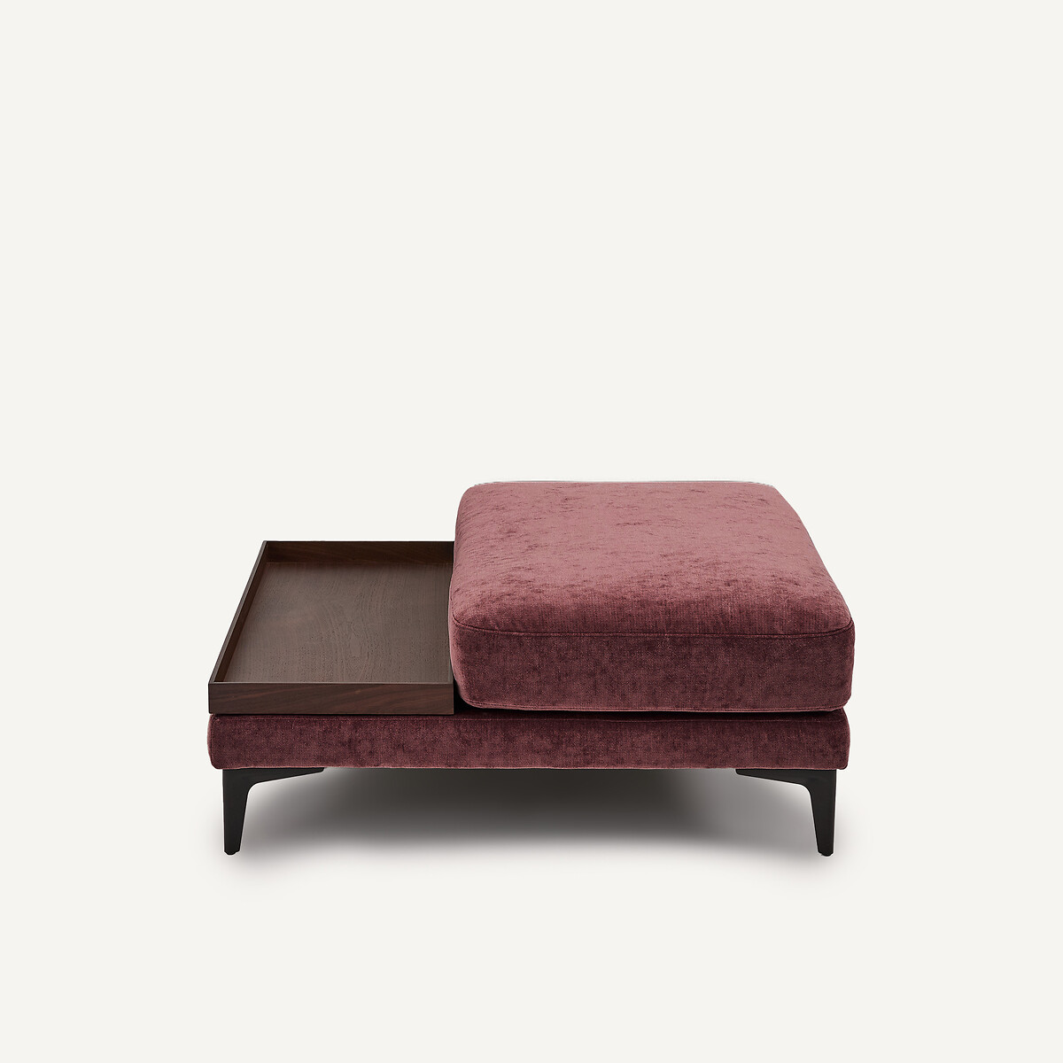 Poggiapiedi con vassoio, misto velluto, MODERNISTE, design di Emmanuel Gallina prugna, AM.PM X EMMANUEL GALLINA
