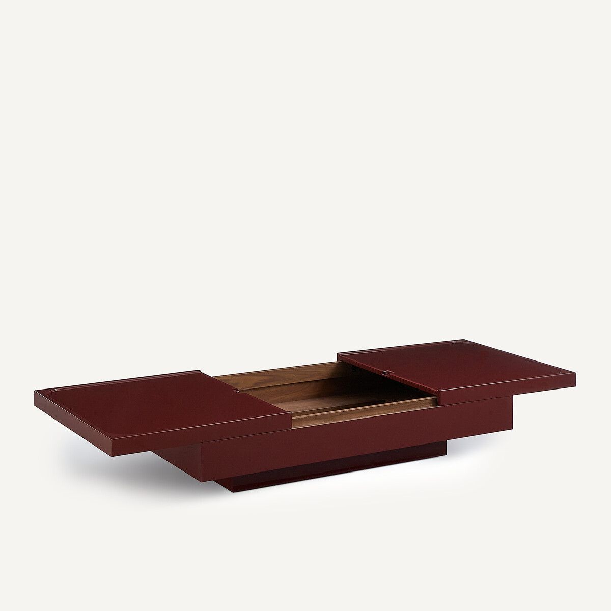 Table basse de rangement, en verre et laque, HIBASHI bourgogne, AM.PM