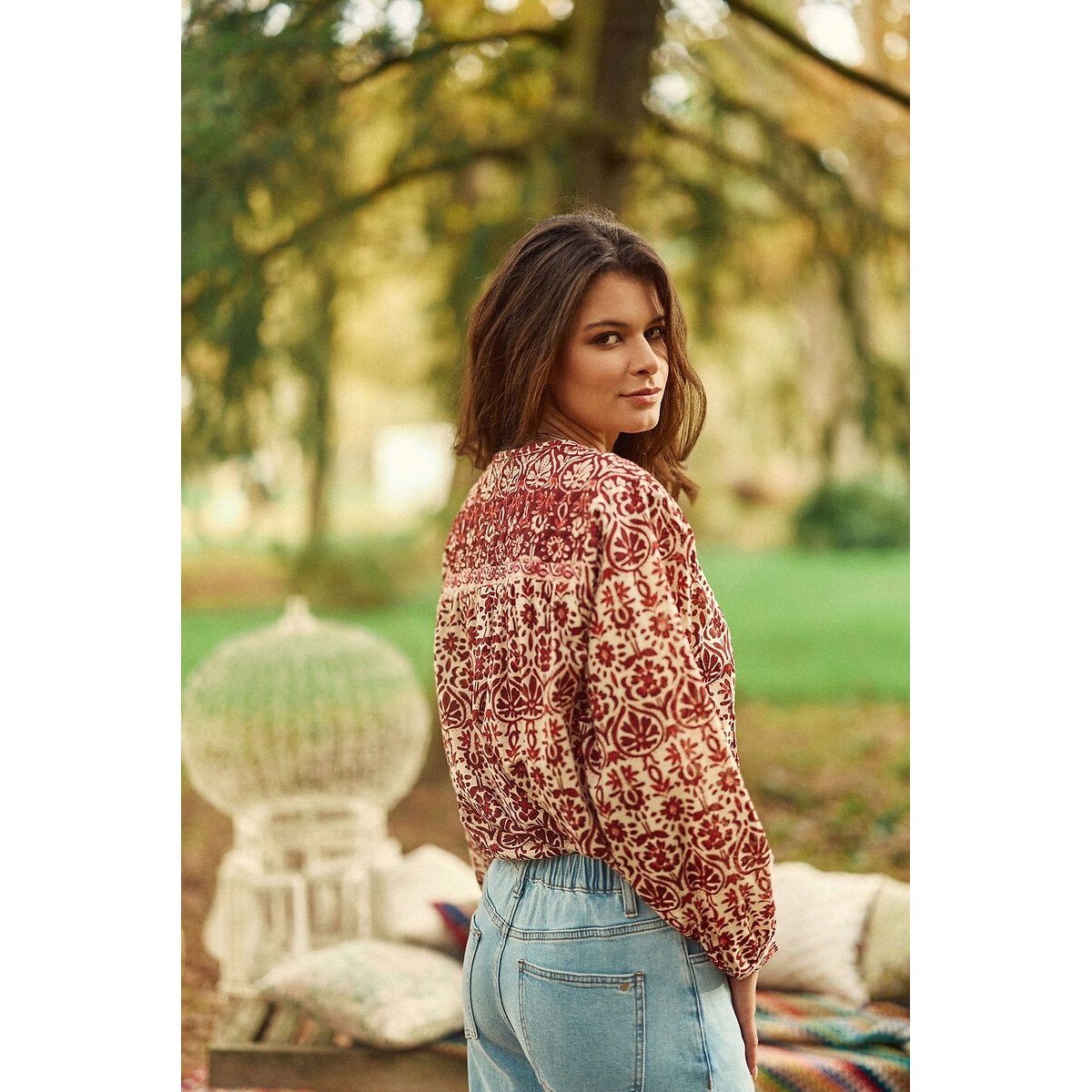 Berlia Printed Cotton Blouse pink print, LA PETITE ETOILE