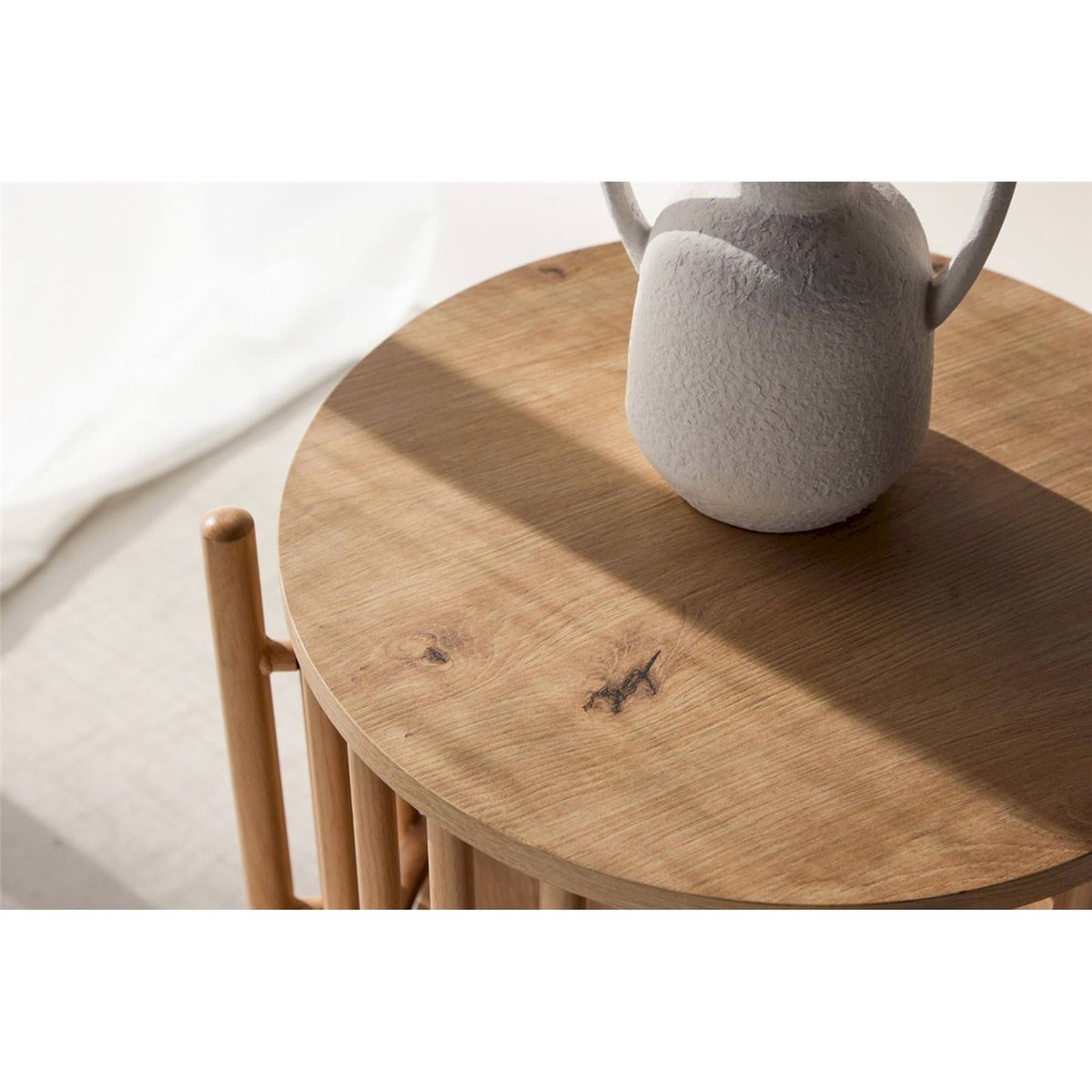 Table d'appoint ronde collection RUBBO chêne clair, RECOLLECTION