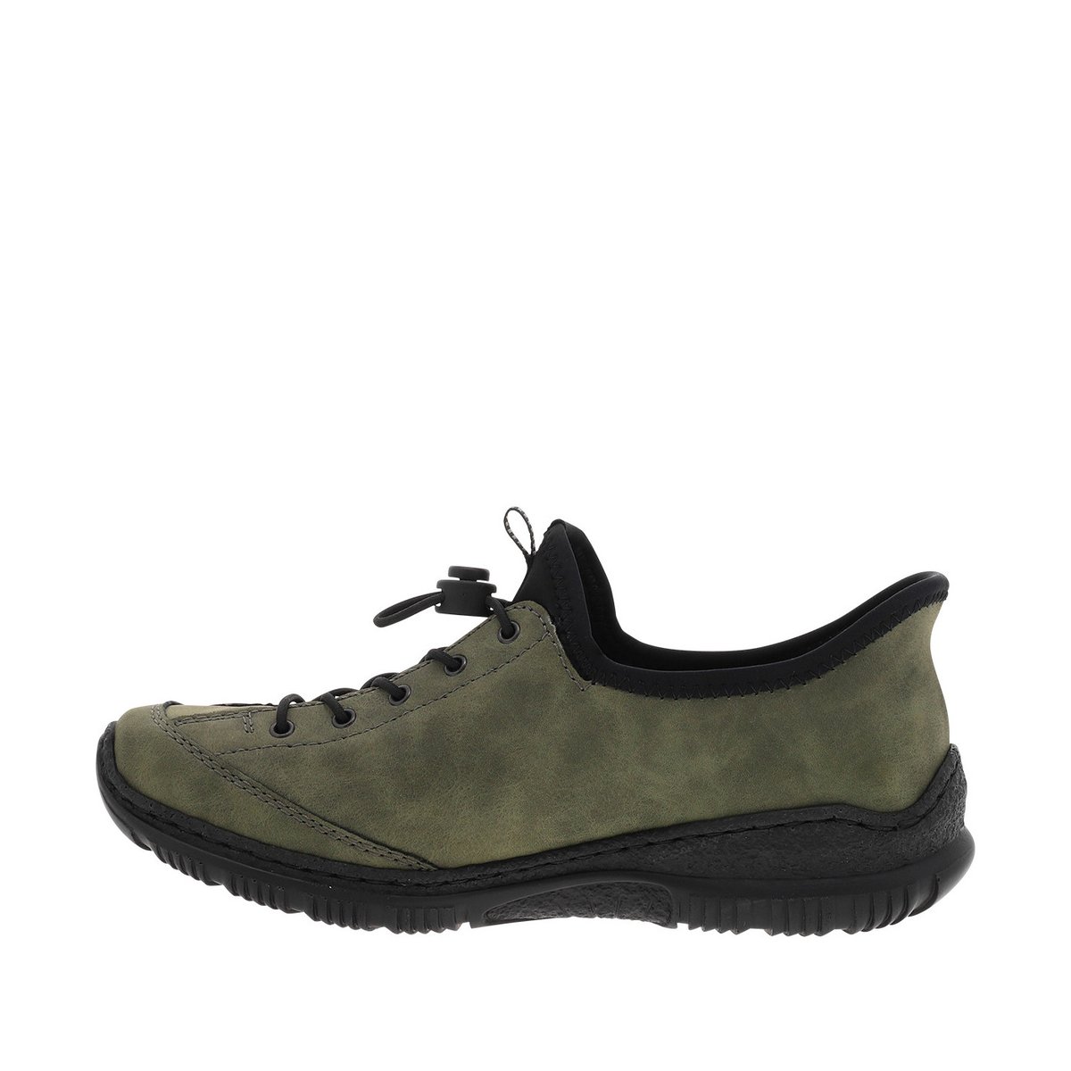 Sneakers kaki avec semelle à talon plat et à lacets élastiqués avec stoppeur kaki, RIEKER