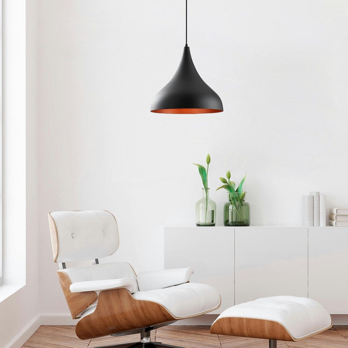 Suspension noire brossée – intérieur brun doré, 41 cm SILE noir, PIER IMPORT