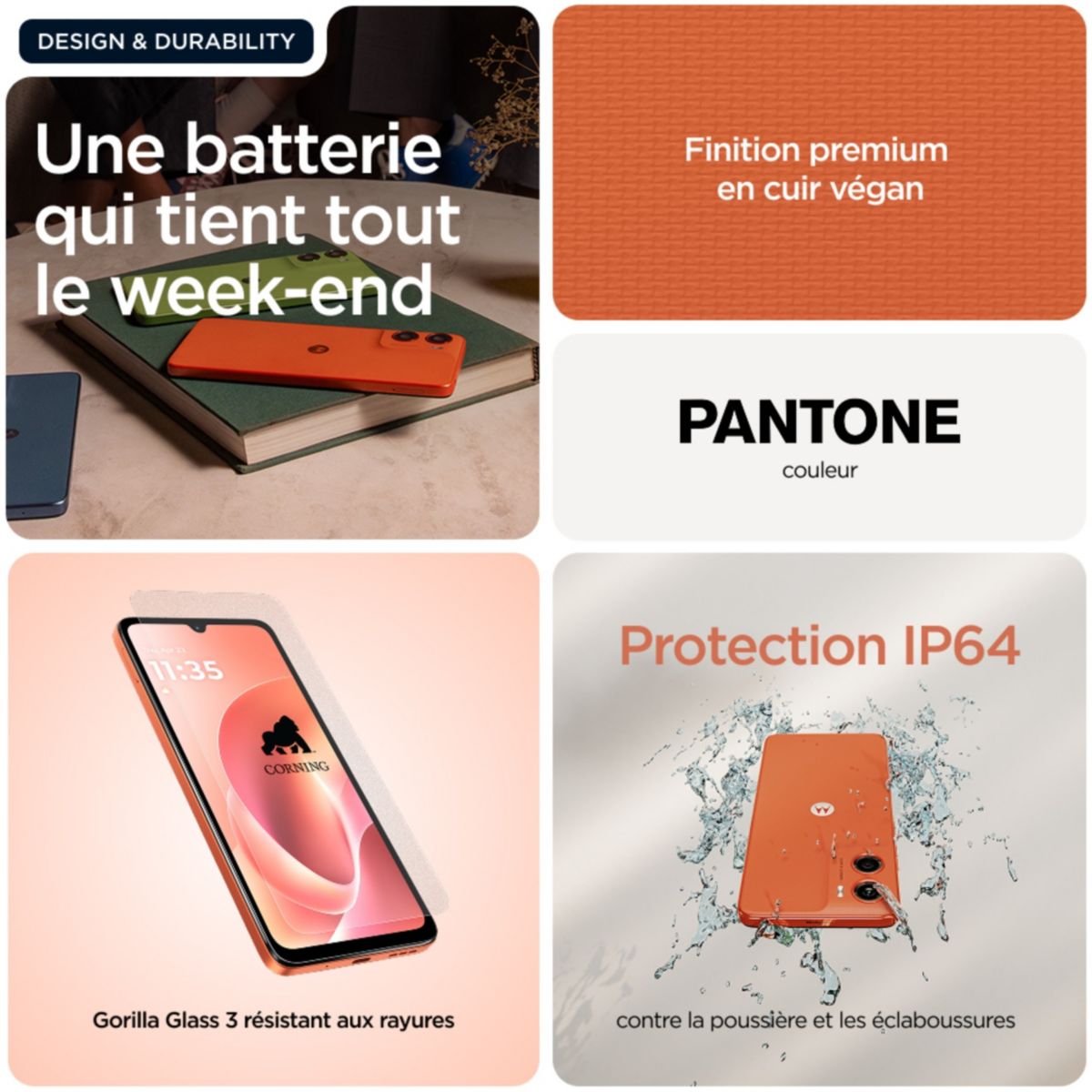Smartphone G06 128Go Arabesque orange couleur unique, MOTOROLA