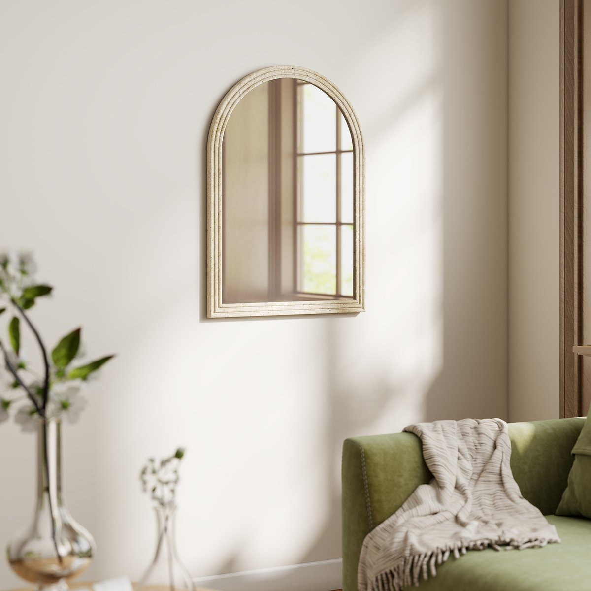 Miroir mural Polystyrène Beige beige, HOMCOM