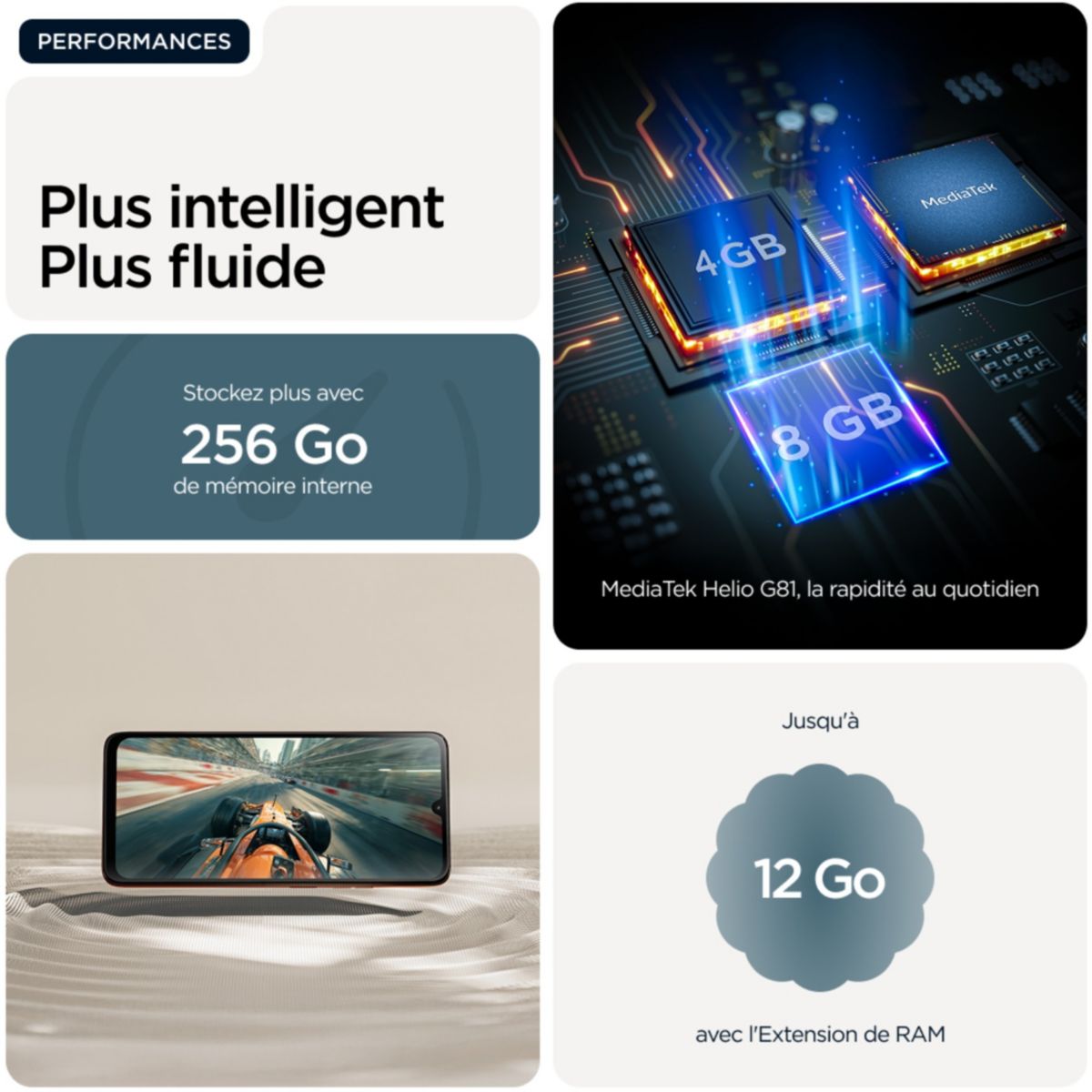 Smartphone Pack G06 Power 4G 256Go Bleu + Moto Buds Bass couleur unique, MOTOROLA