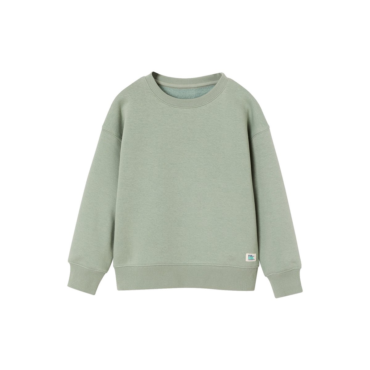 Lot de 2 sweats col rond vert sauge, VERTBAUDET