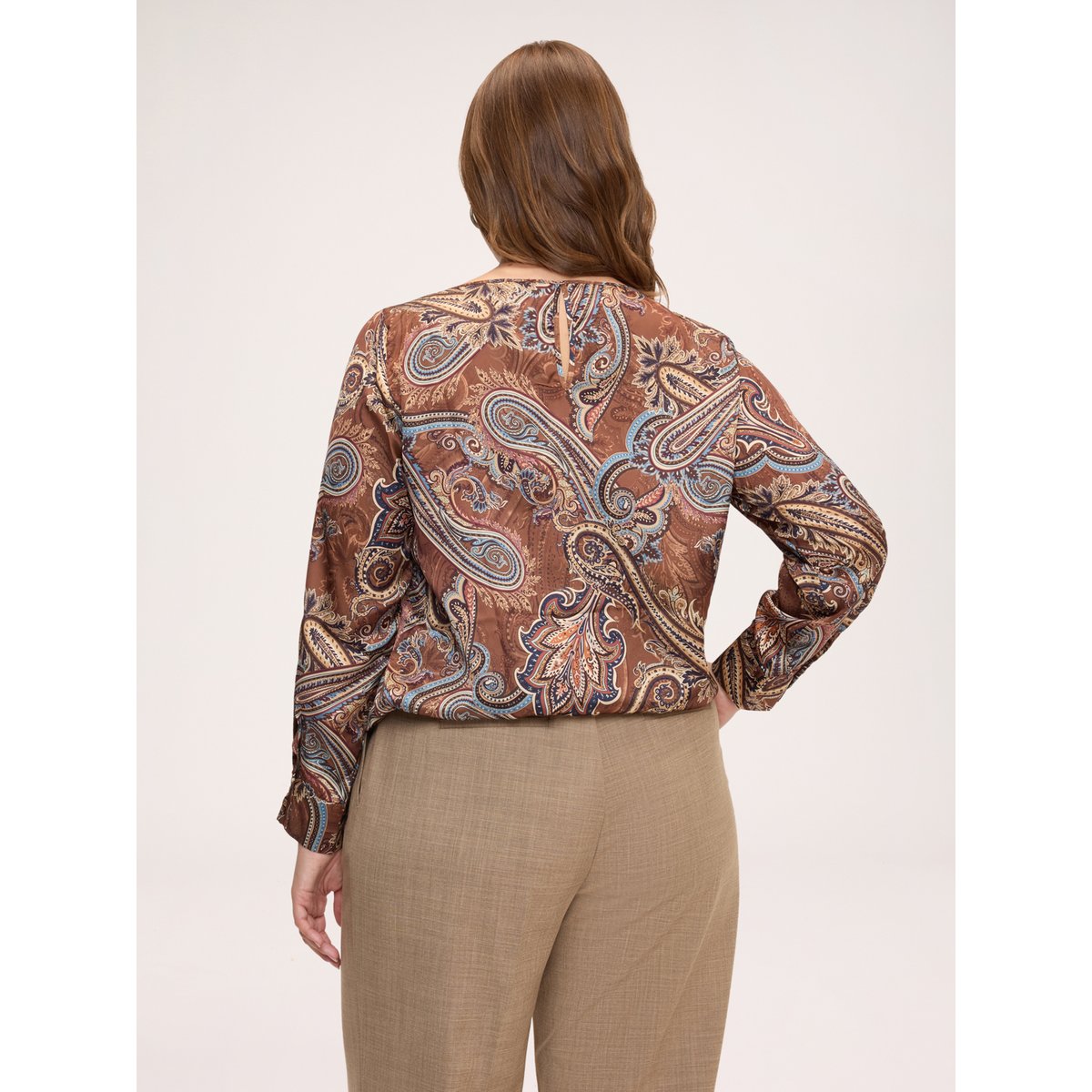 Blouse à imprimé paisley marron, FIORELLA RUBINO