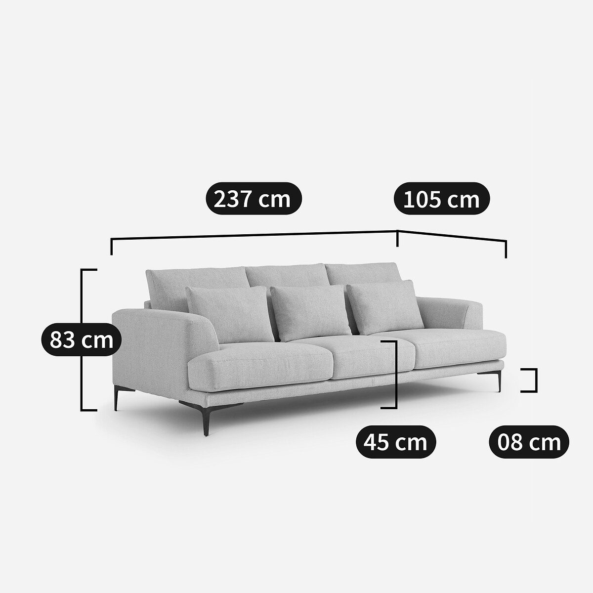 4-Sitzer-Schlafsofa Marsile, Tweed-Optik elfenbein, AM.PM