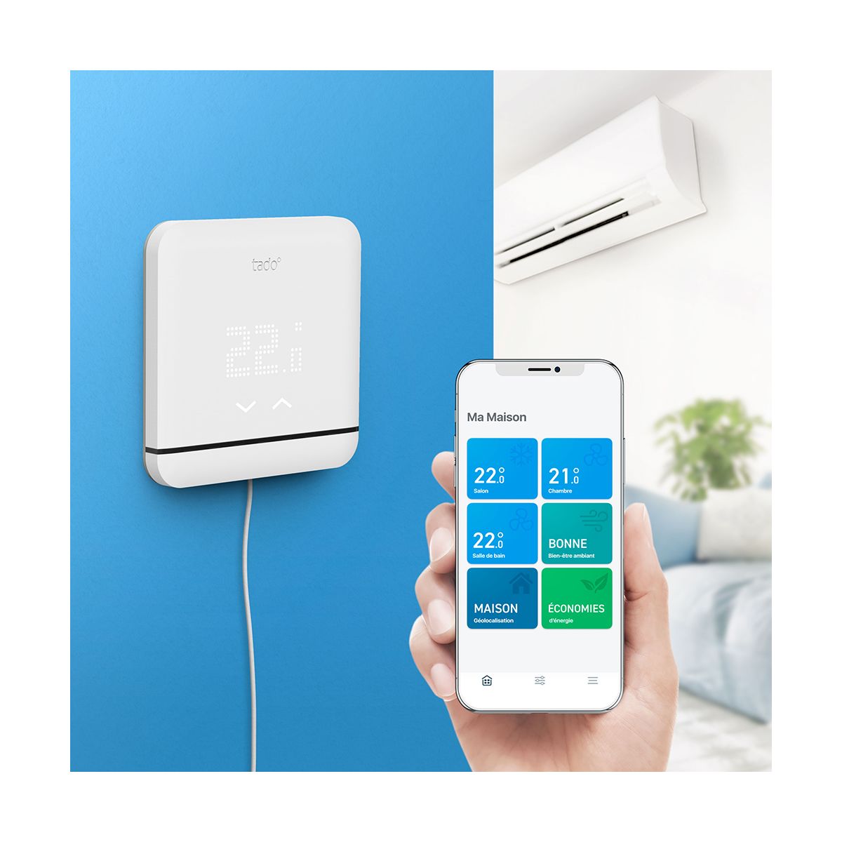 Thermostat connecté Intelligent pour climatisation V3+ couleur unique, TADO