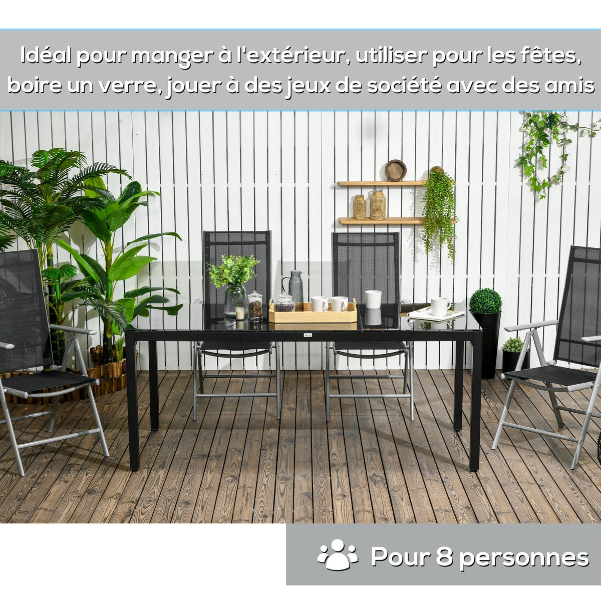 Table de jardin Aluminium Noir noir, OUTSUNNY