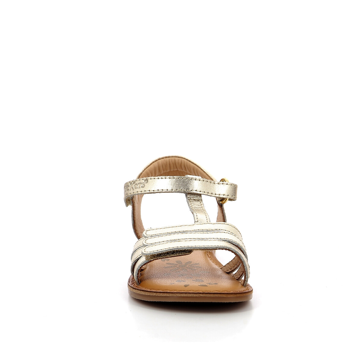 Sandálias em pele com fecho de velcro Diamanto dourado, KICKERS