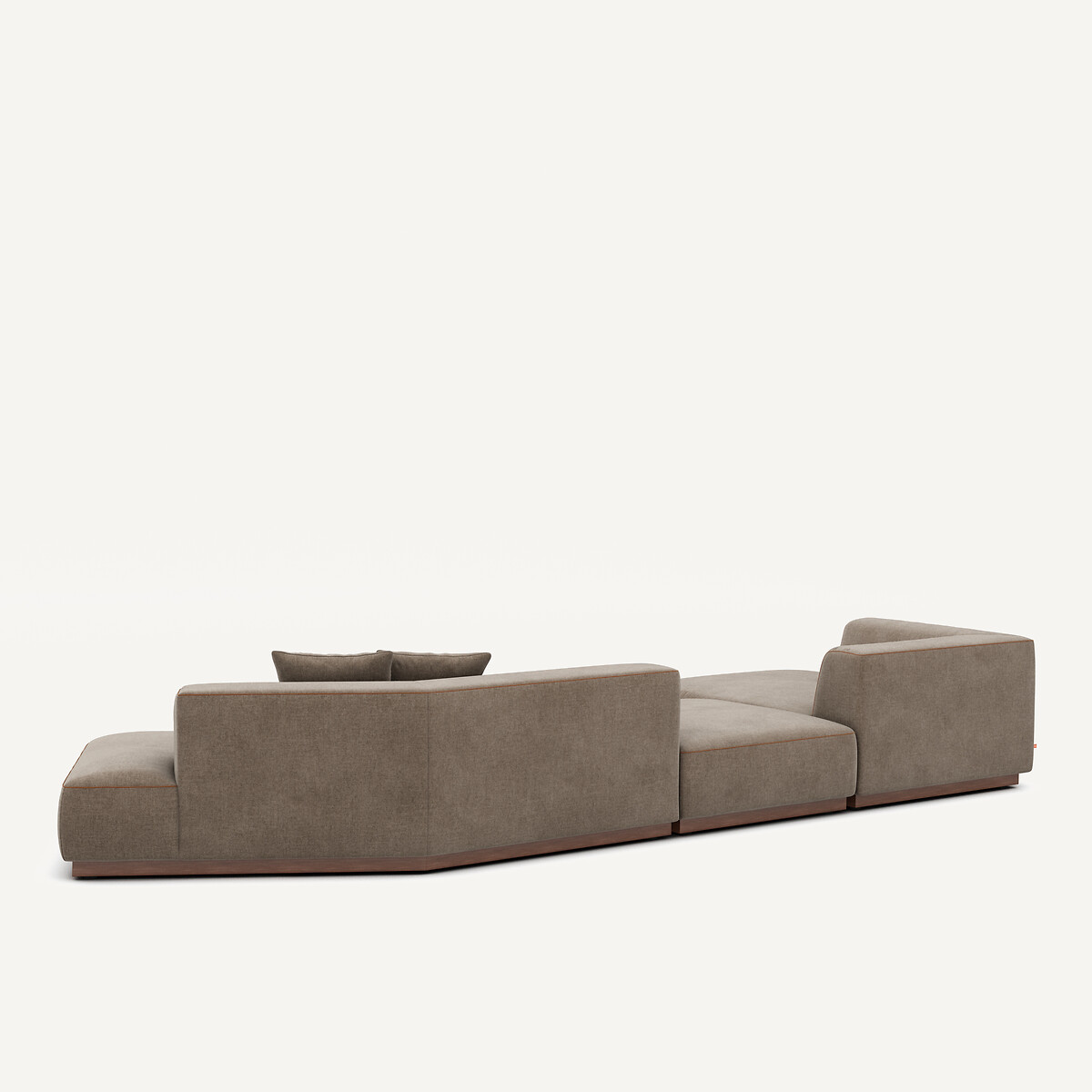 Canapé d'angle gauche ouvert avec repose-pieds en toile chinée, JACOPO lichen, AM.PM