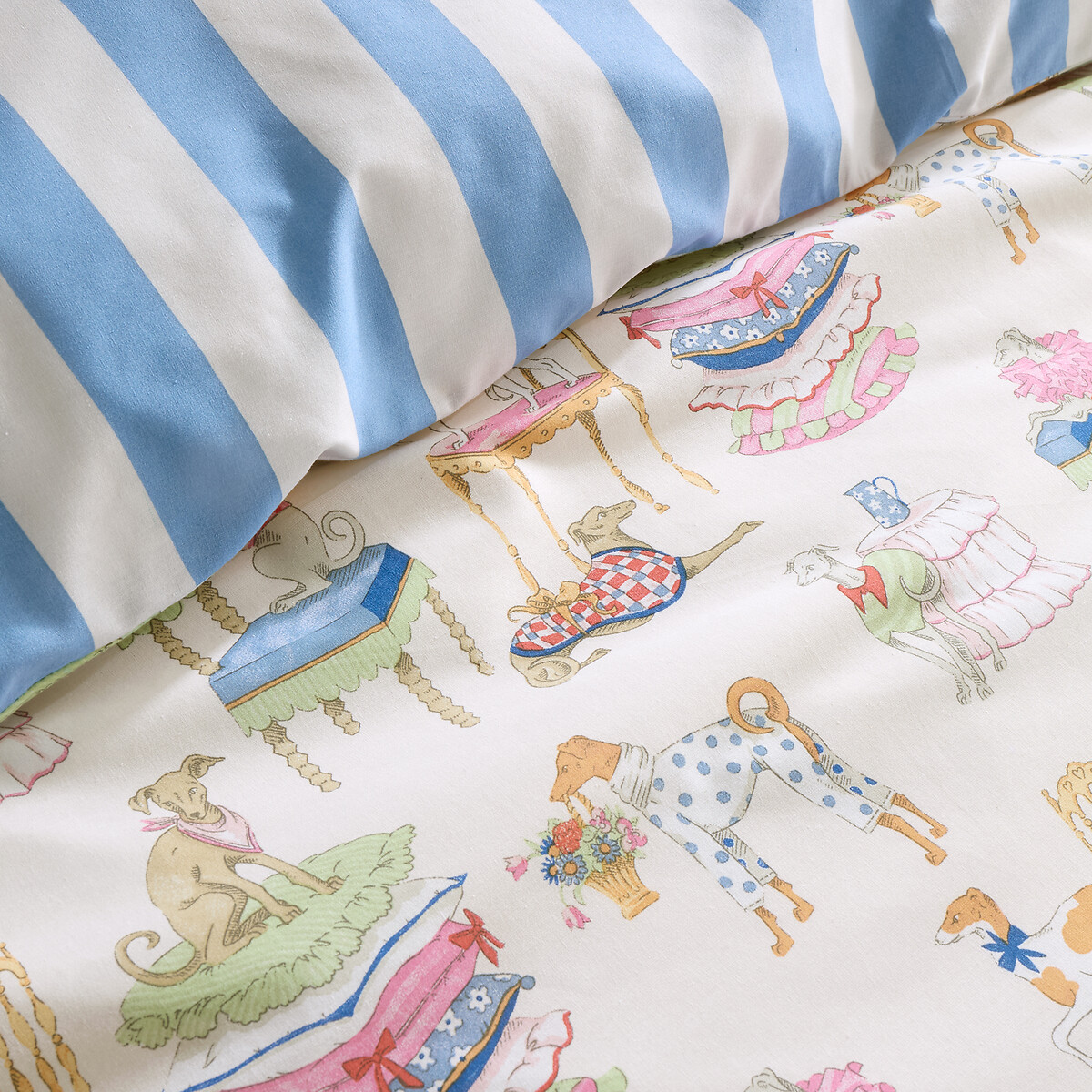 Hackney Dogs Reversible Duvet Cover And Pillowcase Set blue, CATH KIDSTON