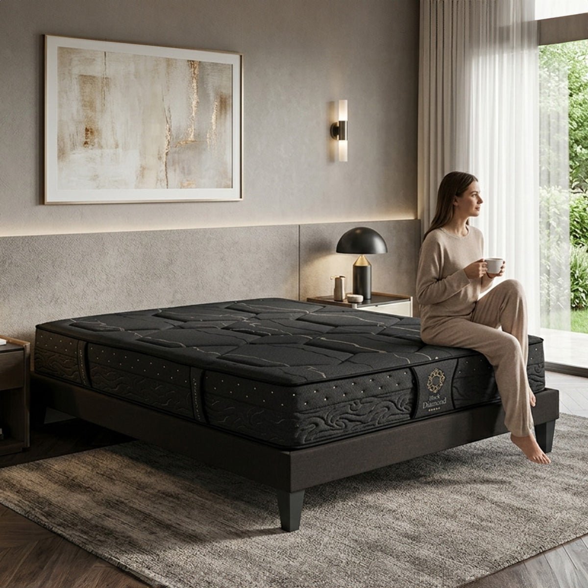 Matelas Hybride 32 cm BLACK DIAMOND noir, BELLECOUR
