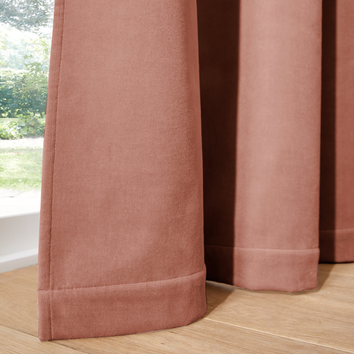 Velvet Thermal Curtain with Hidden Tabs praline, LA REDOUTE INTERIEURS