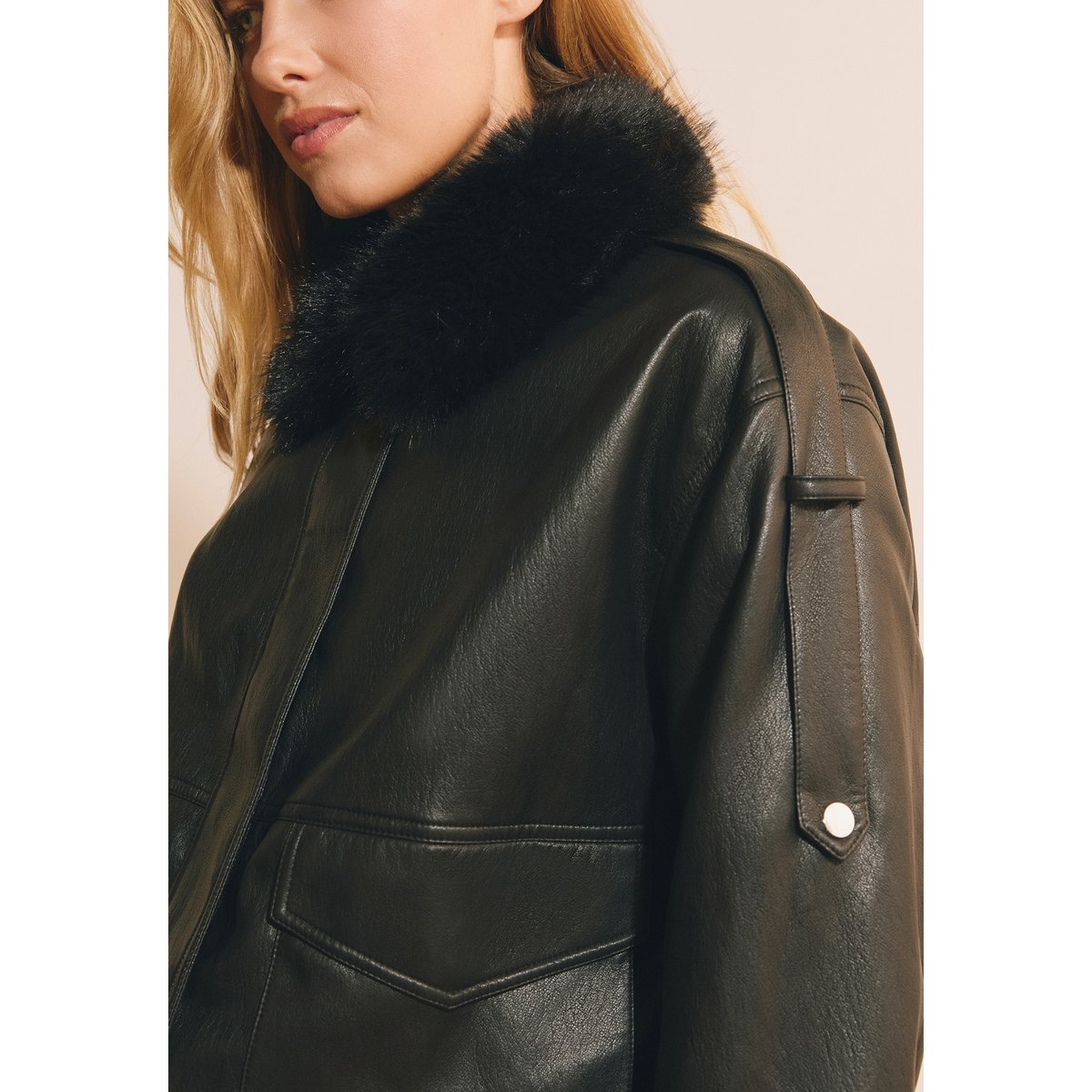 ETAM GROSSE PIECE MEGAN PU - BLOUSON noir, ETAM